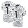 C.Bengals #1 Ja'Marr Chase Player Arctic Camo Salute to Service Limited Edoa Stitched Jerseys