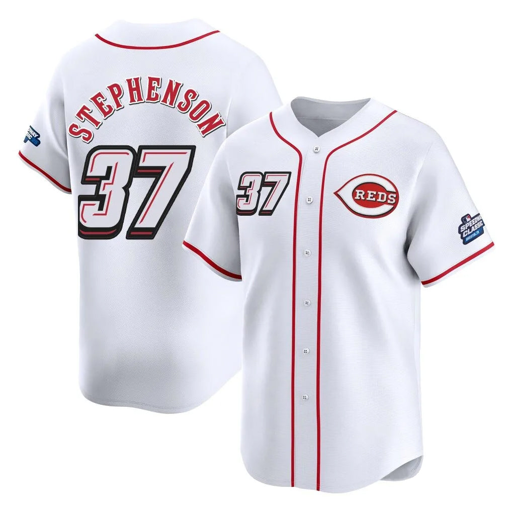 C.Reds #37 Tyler Stephenson Player White Speedway Classic Home Limited Edoa Stitched Jerseys