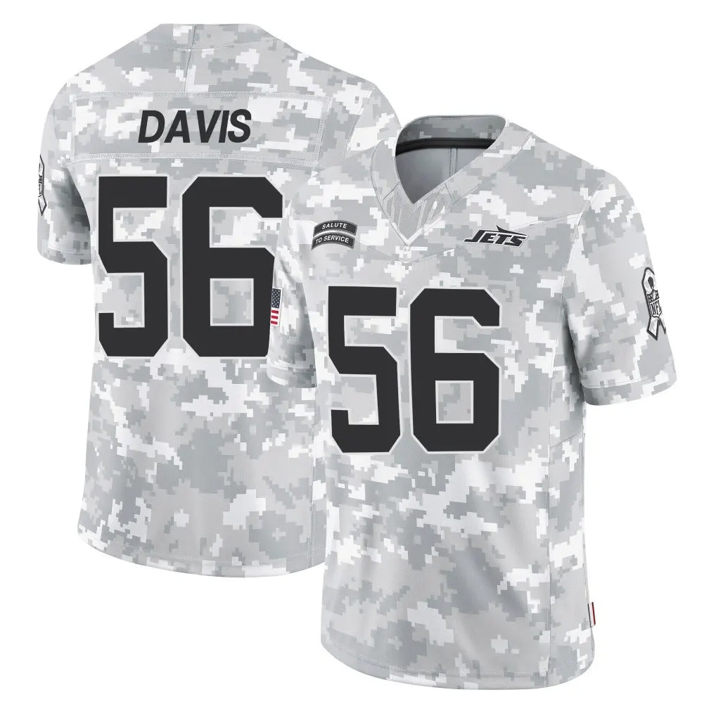NY.Jets #56 Demario Davis Player Arctic Camo Salute to Service Limited Game Edoa Stitched Jerseys