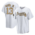A.Braves #13 Ronald Acuna Jr Player White-Gold All-Star Home Game Edoa Stitched Jerseys