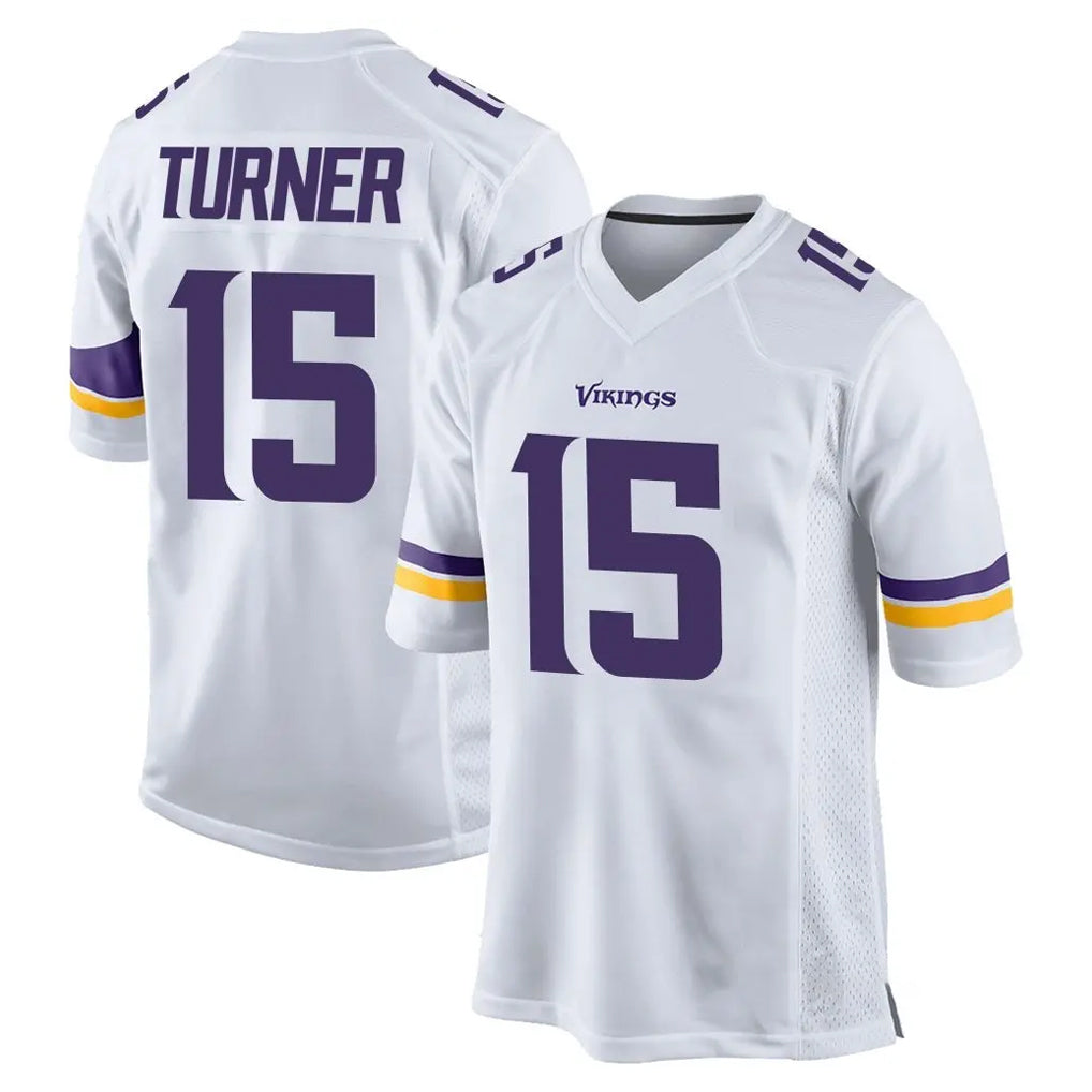 M.Vikings #15 Dallas Turner Player White Home Game Edoa Stitched Jerseys