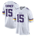 M.Vikings #15 Dallas Turner Player White Home Game Edoa Stitched Jerseys