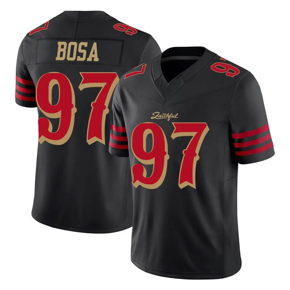 SF.49ers #97 Nick Bosa Player Black Limited Rivalries Collection Home Game Edoa Stitched Jerseys