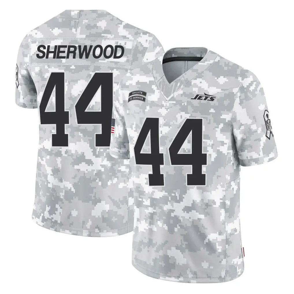 NY.Jets #44 Jamien Sherwood Player Arctic Camo Salute to Service Limited Game Edoa Stitched Jerseys