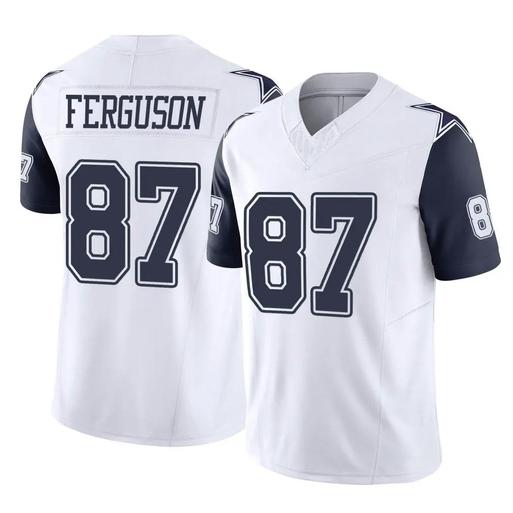 D.Cowboys #87 Jake Ferguson Player White-Navy Limited Vapor F.U.S.E. Home Game Edoa Stitched Jerseys