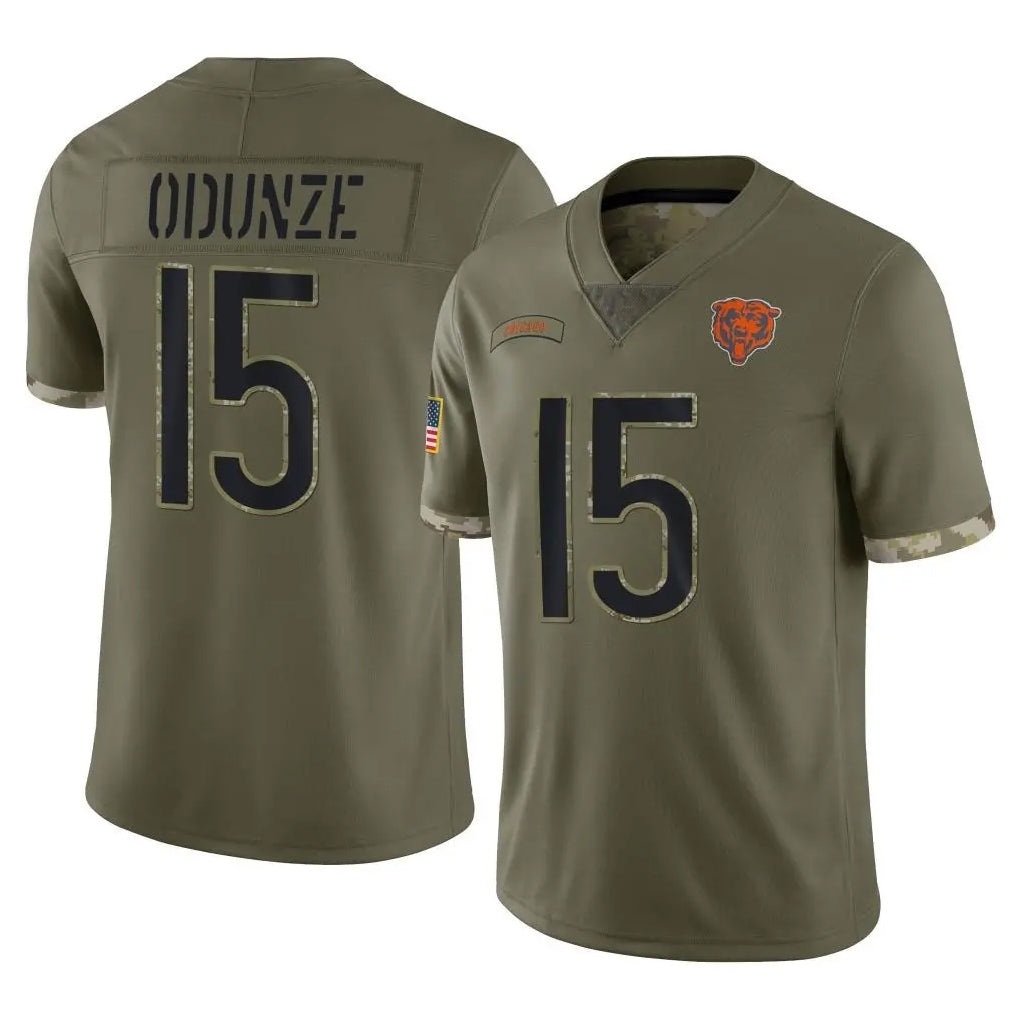 C.Bears #15 Rome Odunze Player Olive Salute to Service Limited Game Edoa Stitched Jerseys