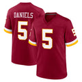 W.Commanders #5 Jayden Daniels Player Burgundy Game Home Edoa Stitched Jerseys