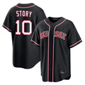 B.Red Sox #10 Trevor Story Player Black Out Home Game Edoa Stitched Jerseys