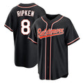 B.Orioles #8 Cal Ripken Player Black Out Home Game Edoa Stitched Jerseys