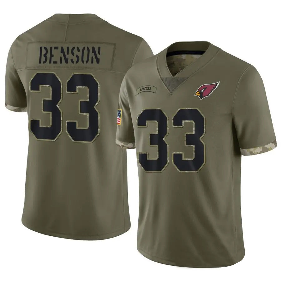 A.Cardinals #33 Trey Benson Player Olive Salute To Service Limited Game Edoa Stitched Jerseys