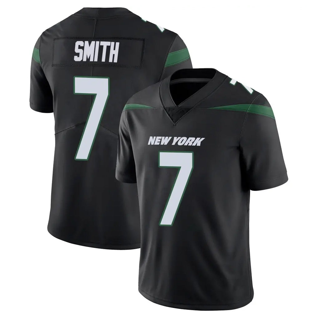 NY.Jets #7 Geno Smith Player Stealth Black Limited Vapor Home Game Edoa Stitched Jerseys