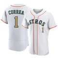 H.Astros #1 Carlos Correa Player Gold Collection Limited Elite Home Edoa Stitched Jerseys
