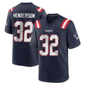 NE.Patriots #32 TreVeyon Henderson Player Navy Home Game Edoa Stitched Jerseys