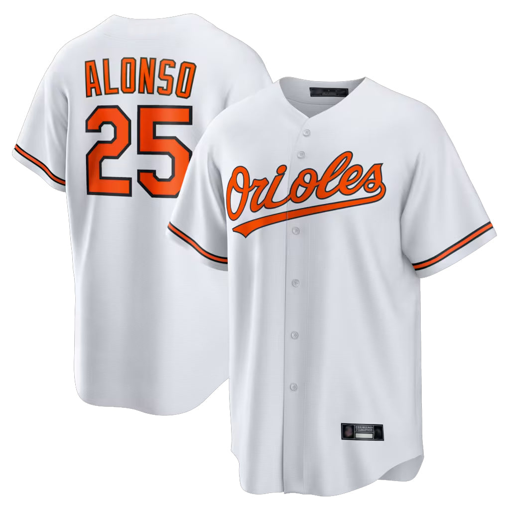 B.Orioles #25 Pete Alonso Player White Home Game Edoa Stitched Jerseys