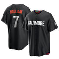 B.Orioles #7 Jackson Holliday Player Black City Connect Home Game Edoa Stitched Jerseys