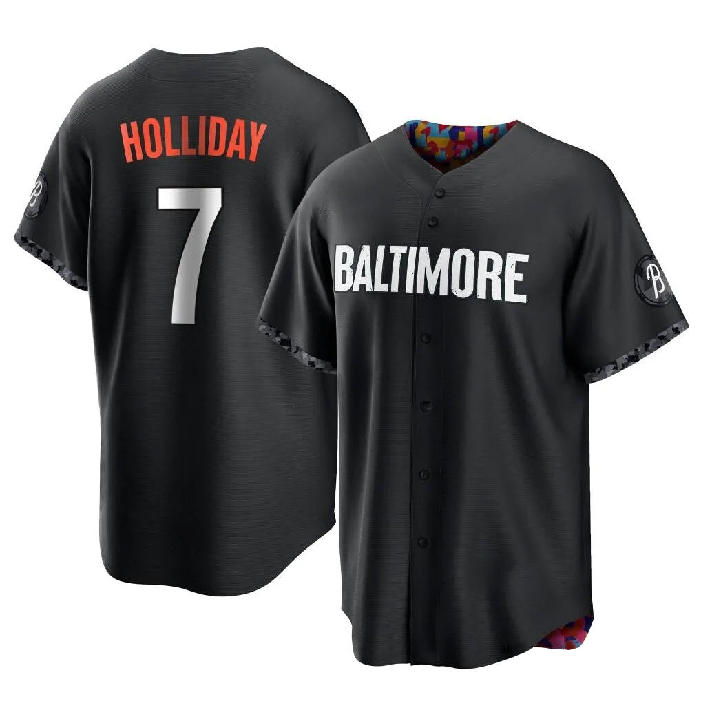B.Orioles #7 Jackson Holliday Player Black City Connect Home Game Edoa Stitched Jerseys