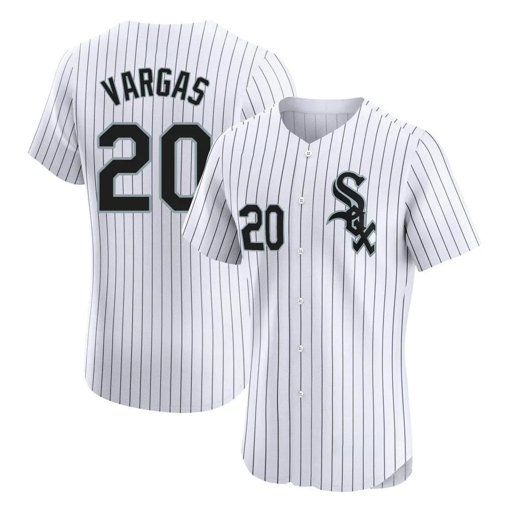 C.White Sox #20 Miguel Vargas Player White Stripe Limited Elite Home Edoa Stitched Jerseys
