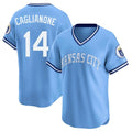 KC.Royals #14 Jac Caglianone Player Light Blue Limited Throwback Cooperstown Collection T-shirt Edoa Stitched Jerseys
