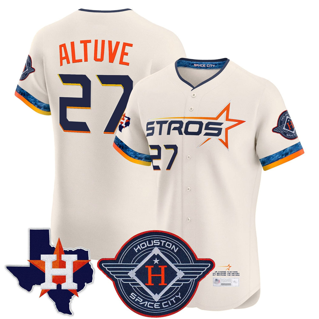H.Astros #27 Jose Altuve Player Cream City Connect Texas Patch Vapor Premier Limited Elite Home Edoa Stitched Jerseys