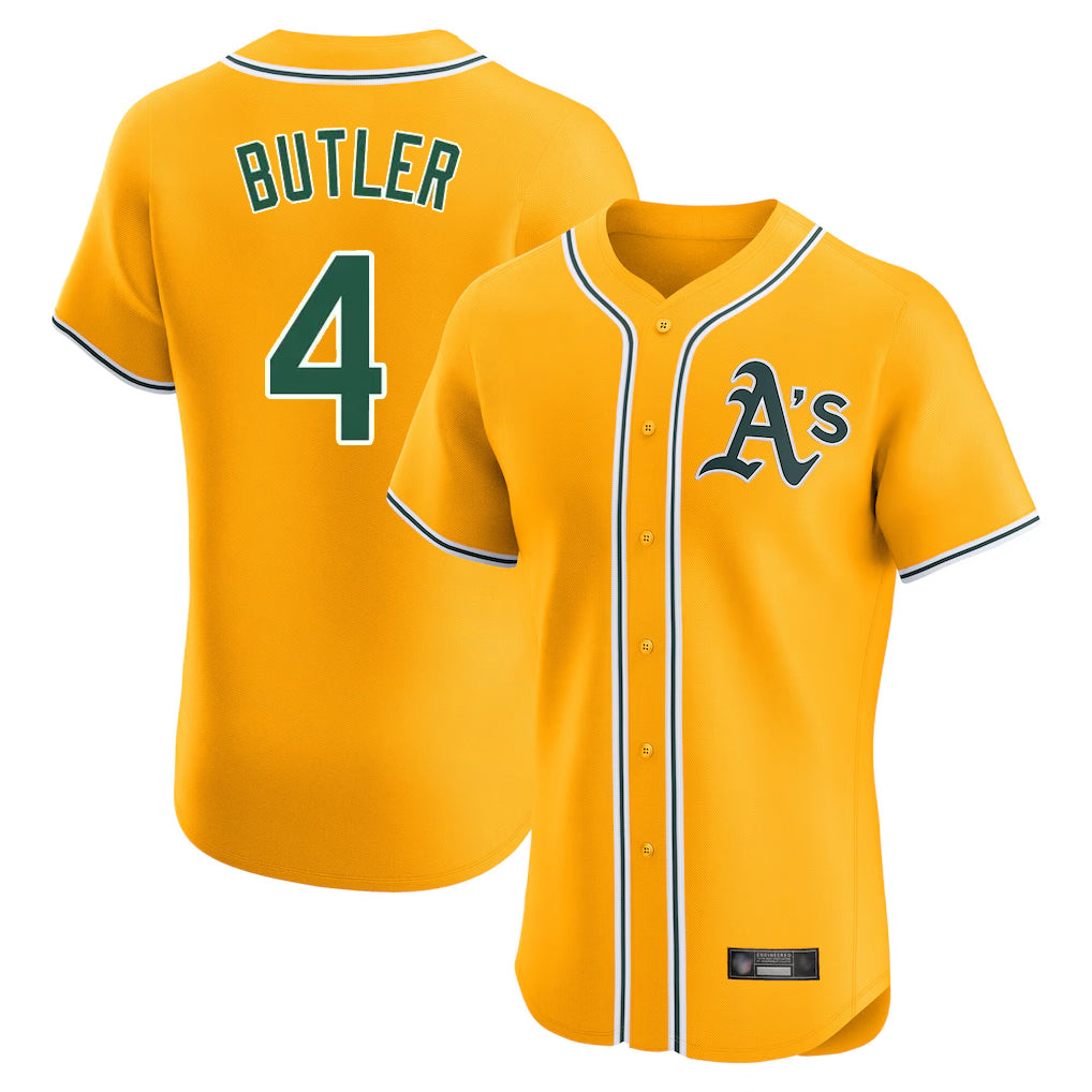 Athletics #4 Lawrence Butler Player Gold Limited Elite Home Game Edoa Stitched Jerseys