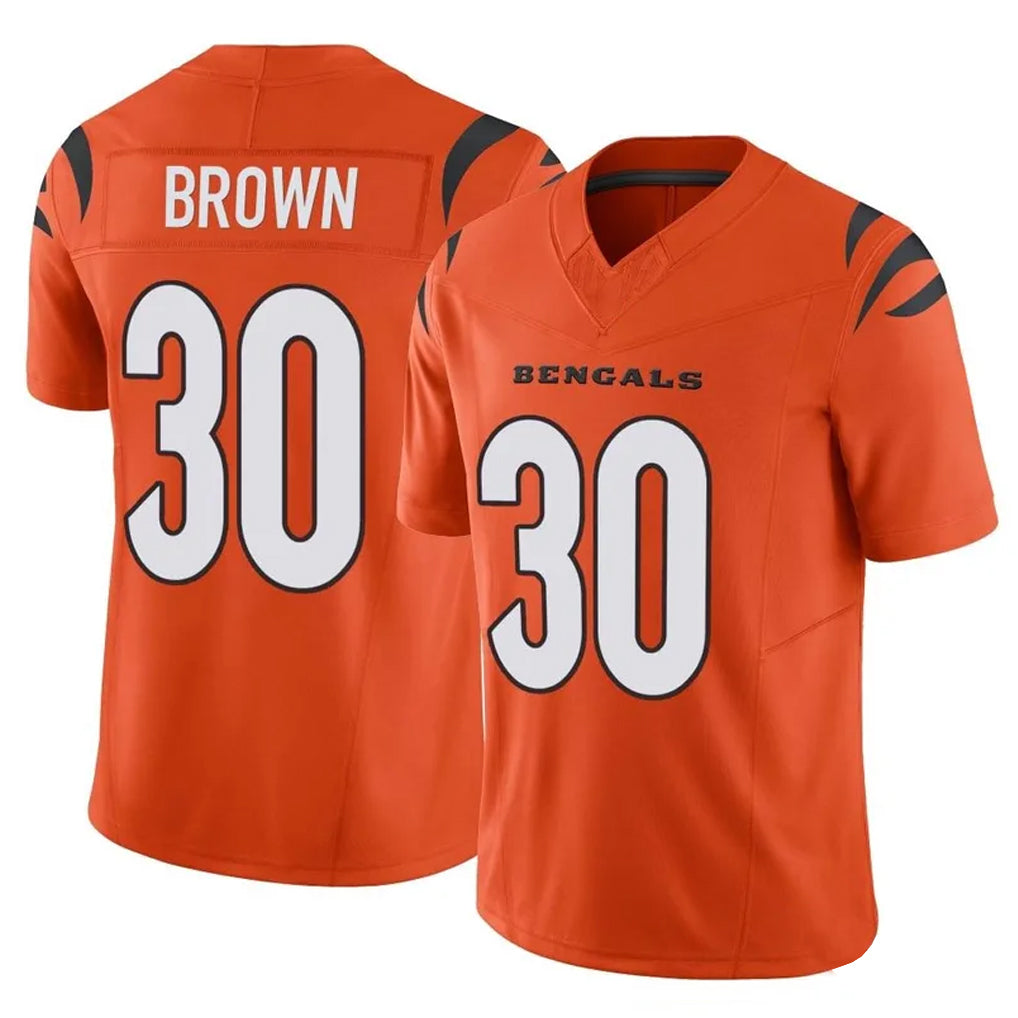 C.Bengals #30 Chase Brown Player Orange Vapor F.U.S.E. Limited Home Game Edoa Stitched Jerseys