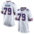 B.Bills #79 Spencer Brown Player White Home Game Edoa Stitched Jerseys