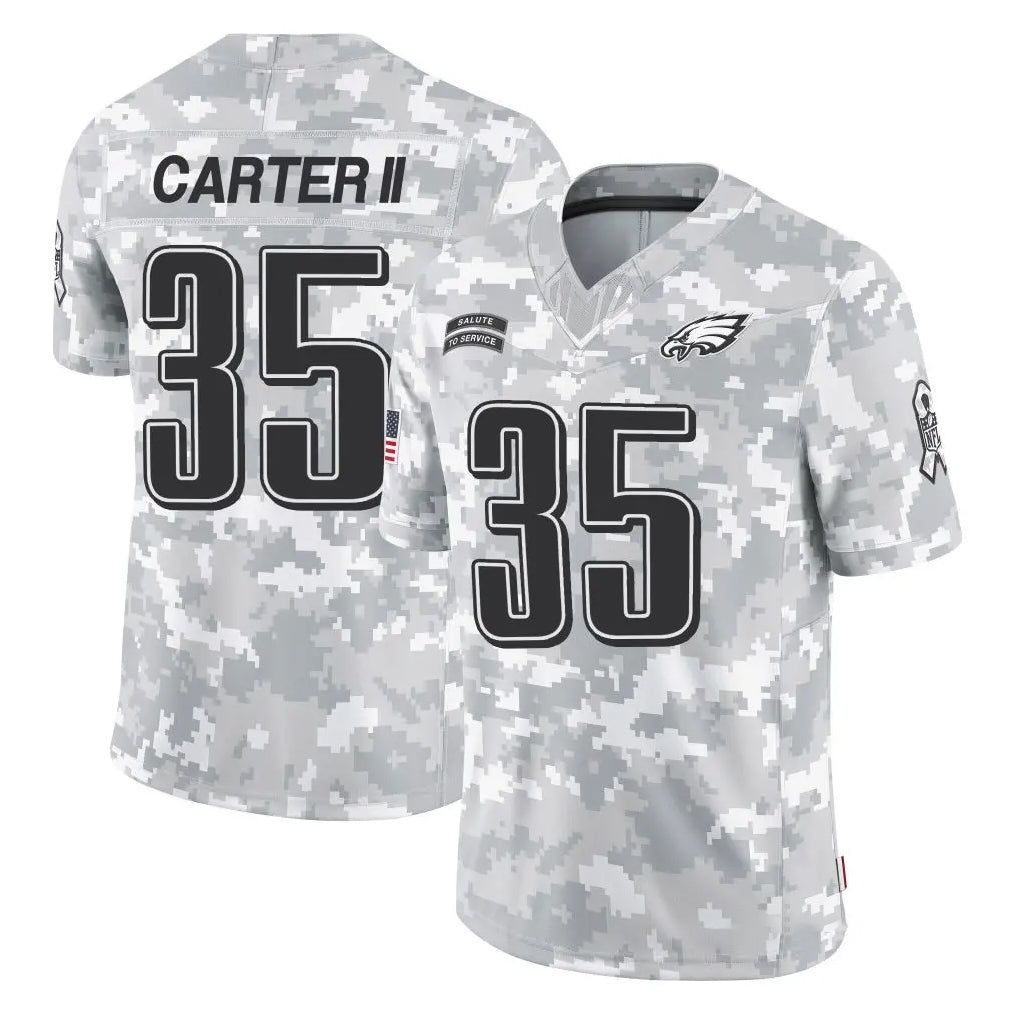P.Eagles #35 Michael Carter II Player Arctic Camo Salute to Service Limited Game Edoa Stitched Jerseys