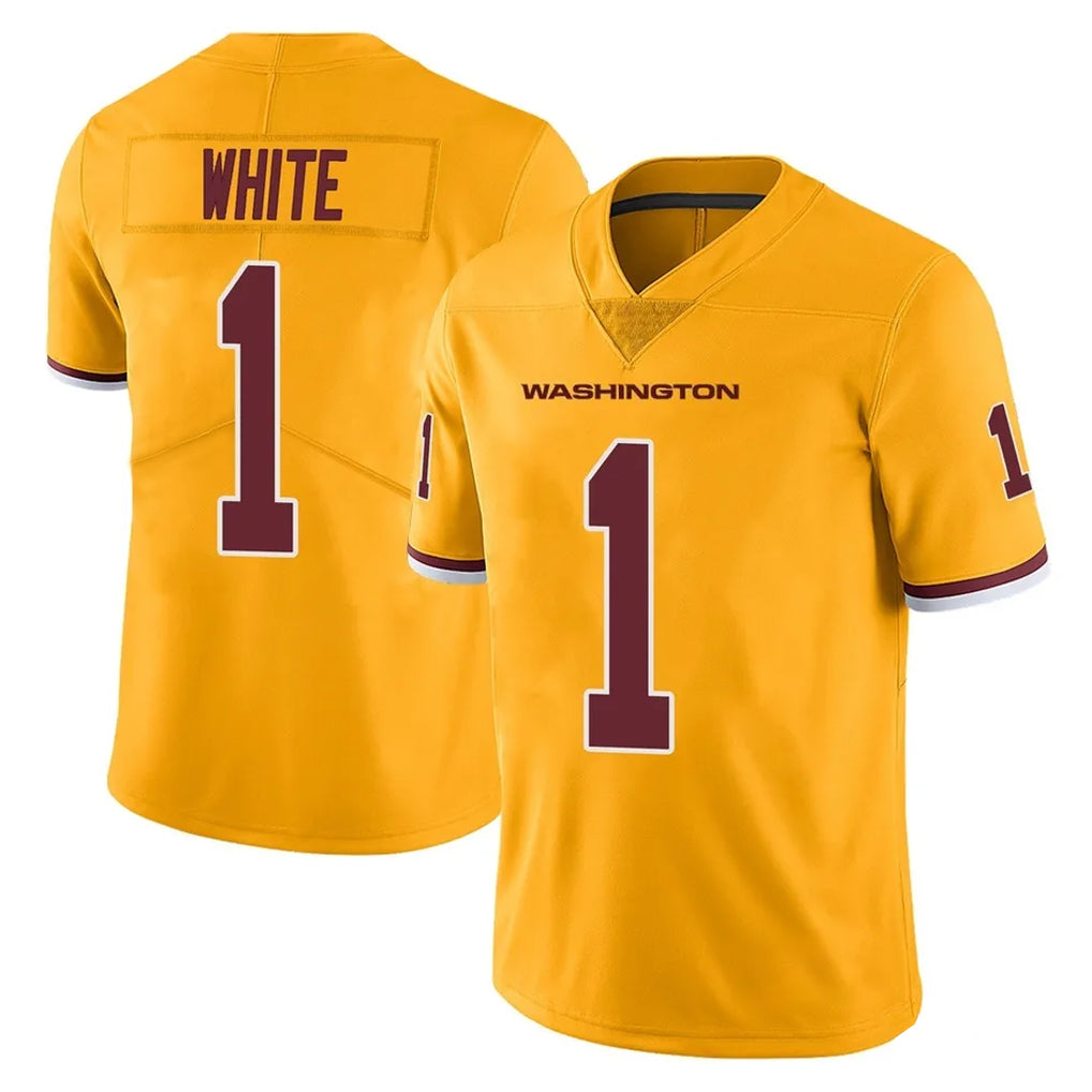 W.Commanders #1 Rachaad White Player Gold Limited Color Rush Home Game Edoa Stitched Jerseys