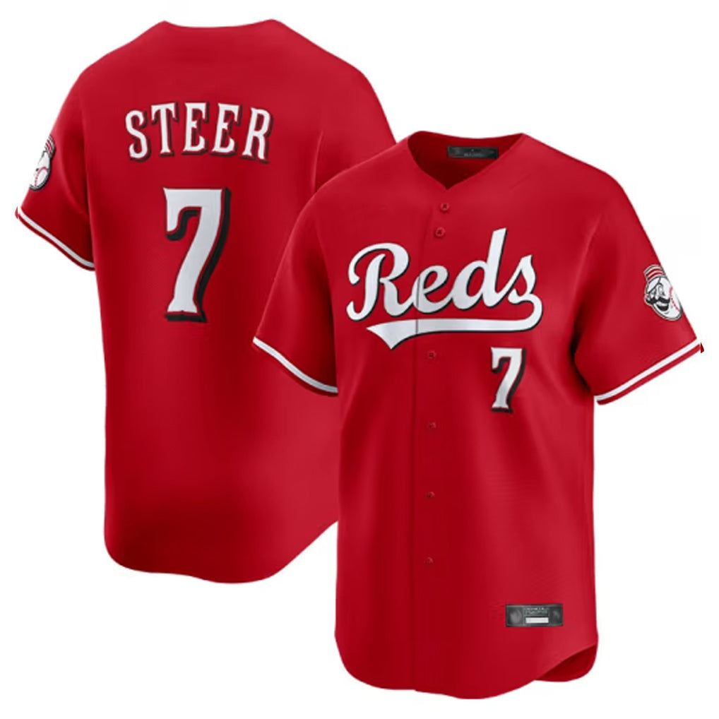 C.Reds #7 Spencer Steer Player Red Home Limited Edoa Stitched Jerseys