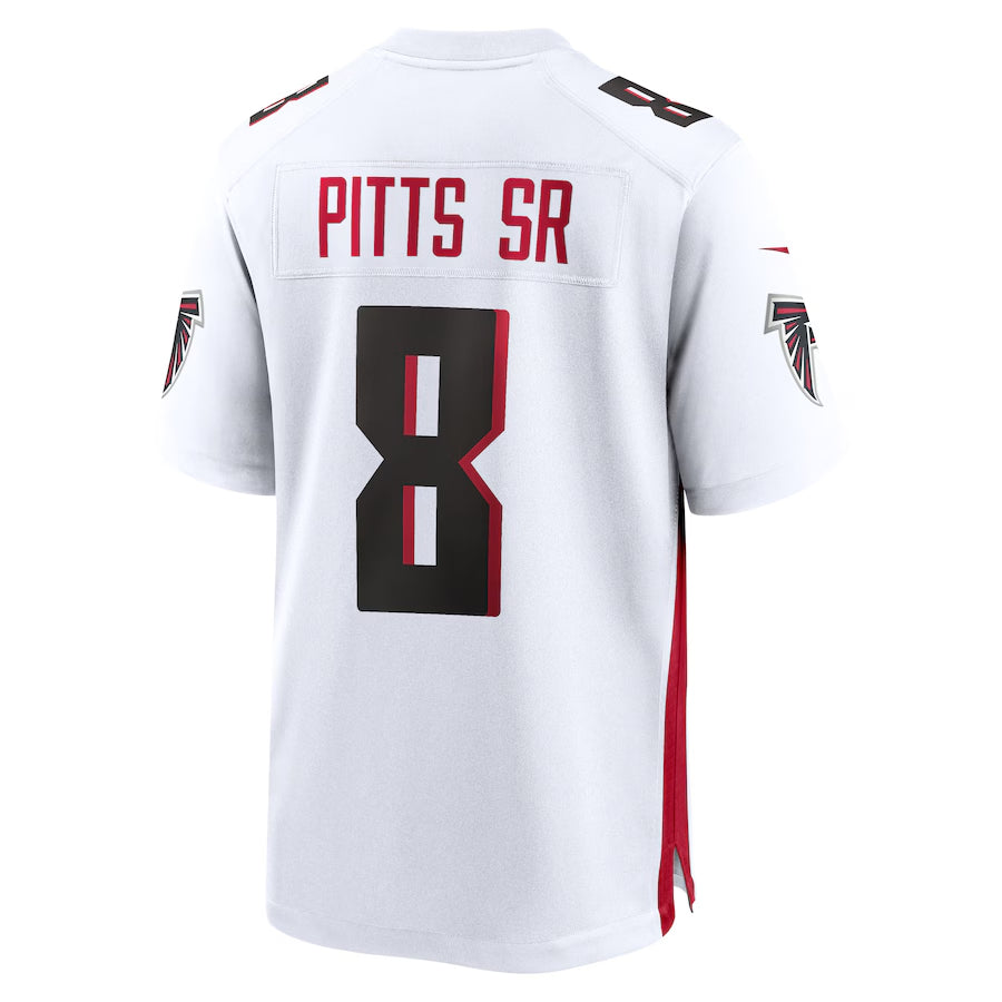 A.Falcons #8 Kyle Pitts Sr. Player White Home Game Edoa Stitched Jerseys