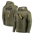 A.Cardinals #7 Jacoby Brissett Player Olive Salute to Service Pullover Hoodie Home Game Edoa Stitched Jerseys