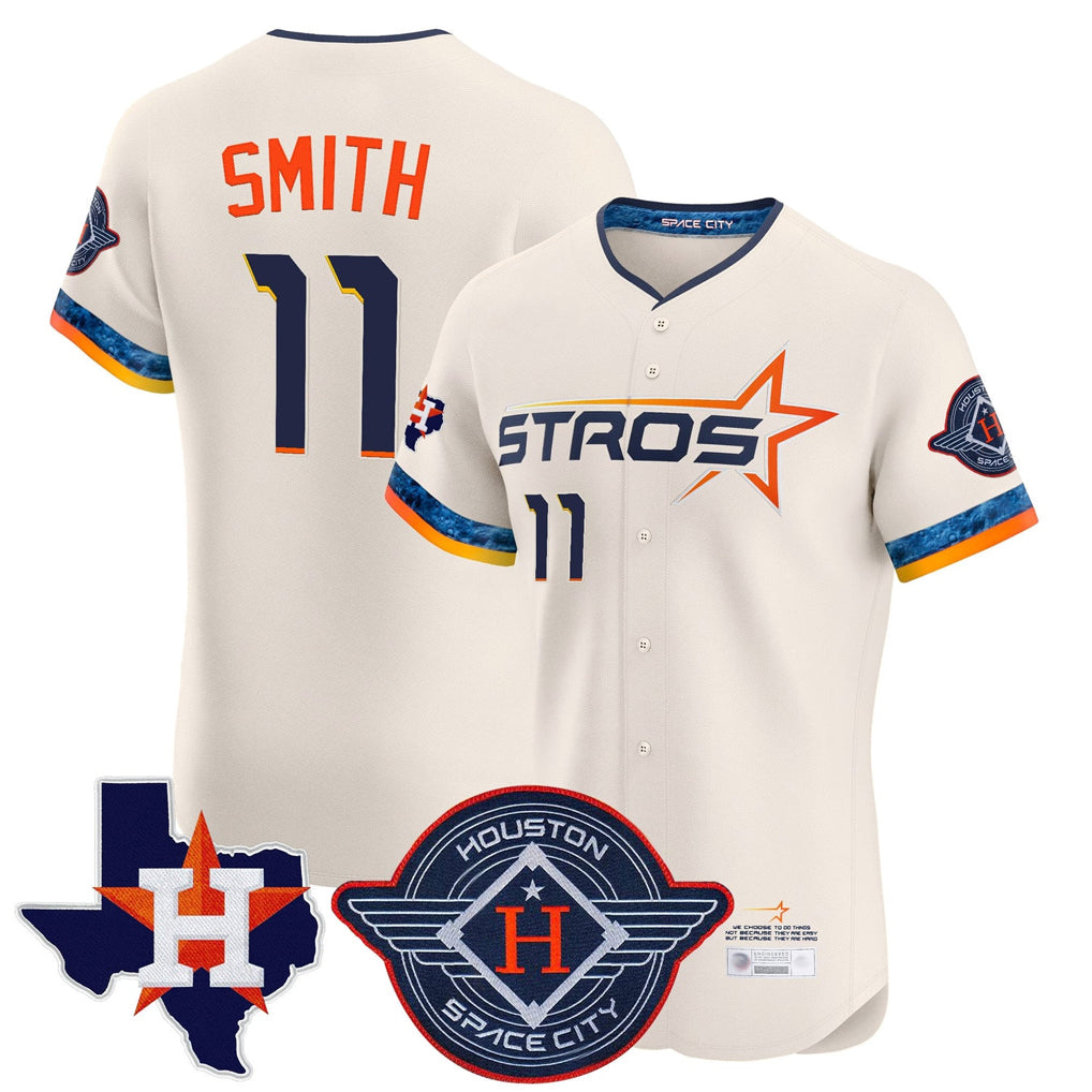 H.Astros #11 Cam Smith Player Cream City Connect Texas Patch Vapor Premier Limited Elite Home Edoa Stitched Jerseys