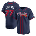 A.Braves #77 Joe Jimenez Player Navy 2025 Speedway Classic Home Game Edoa Stitched Jerseys