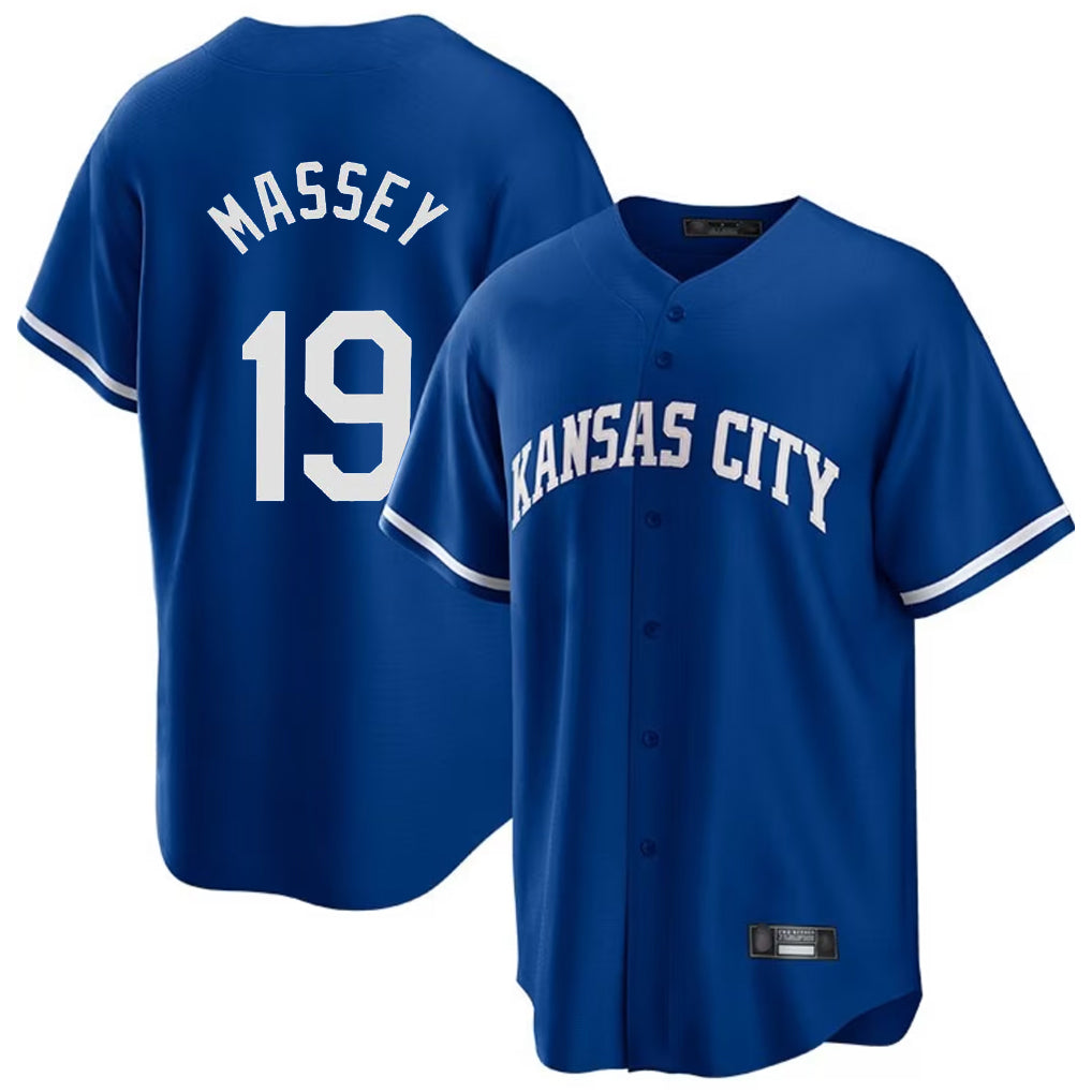 KC.Royals #19 Michael Massey Player Royal Game Home Edoa Stitched Jerseys