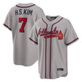 A.Braves #7 Ha-Seong Kim Player Gray Home Game Edoa Stitched Jerseys