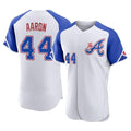 A.Braves #44 Hank Aaron Player White City Connect Limited Elite Home Game Edoa Stitched Jerseys