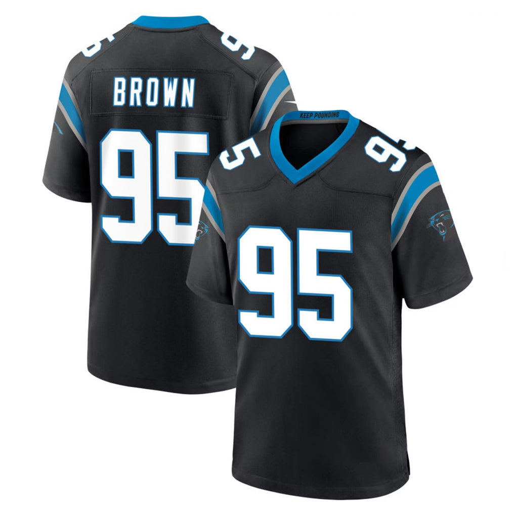 C.Panthers #95 Derrick Brown Player Black Limited Home Game Edoa Stitched Jerseys