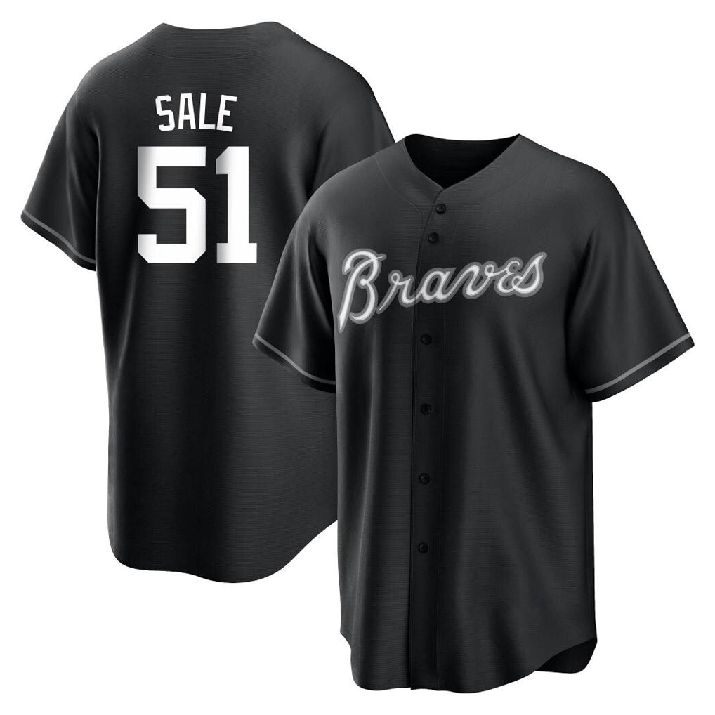 A.Braves #51 Chris Sale Player Black Home Game Edoa Stitched Jerseys