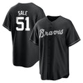 A.Braves #51 Chris Sale Player Black Home Game Edoa Stitched Jerseys