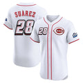 C.Reds #28 Eugenio Su¨¢rez Player White Speedway Classic Limited Elite Home Edoa Stitched Jerseys