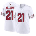 A.Cardinals #21 Garrett Williams Player White Home Game Edoa Stitched Jerseys