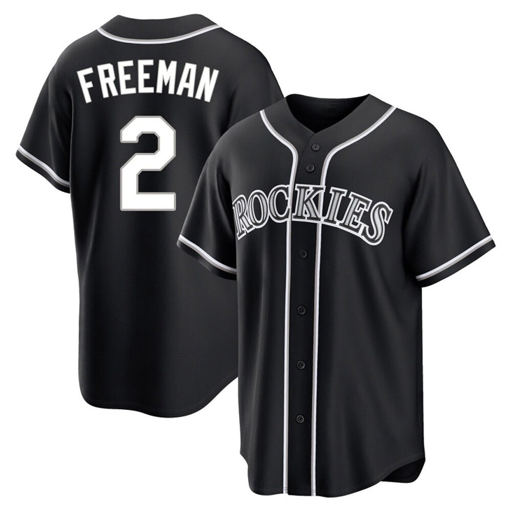 C.Rockies #2 Tyler Freeman Player Black Fashion Out Home Game Edoa Stitched Jerseys