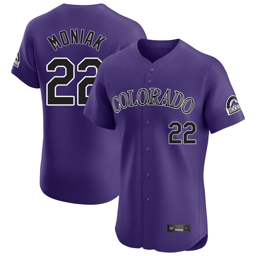 C.Rockies #22 Mickey Moniak Player Purple Limited Elite Home Edoa Stitched Jerseys