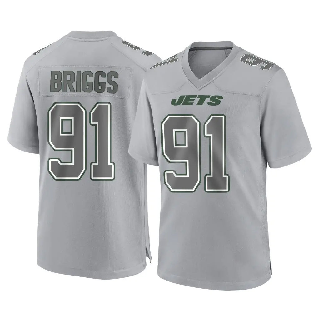 NY.Jets #91 Jowon Briggs Player Gray Limited Atmosphere Fashion Home Game Edoa Stitched Jerseys