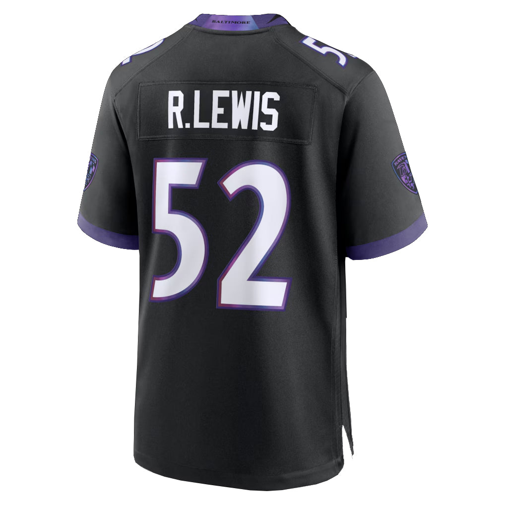 B.Ravens #52 Ray Lewis Player Black Home Game Edoa Stitched Jerseys