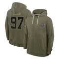 D.Cowboys #97 Kenny Clark Player Olive Salute to Service Pullover Hoodies Limited Edoa Stitched Jerseys