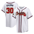 A.Braves #30 Drake Baldwin Player White Gold Home Game Edoa Stitched Jerseys