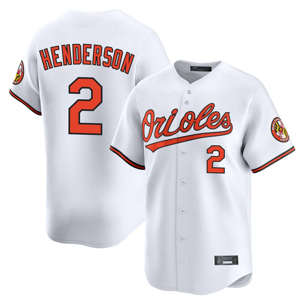 B.Orioles #2 Gunnar Henderson Player White Limited Home Game Edoa Stitched Jerseys