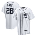 D.Tigers #28 Javier B¨¢ez Player White Home Game Edoa Stitched Jerseys