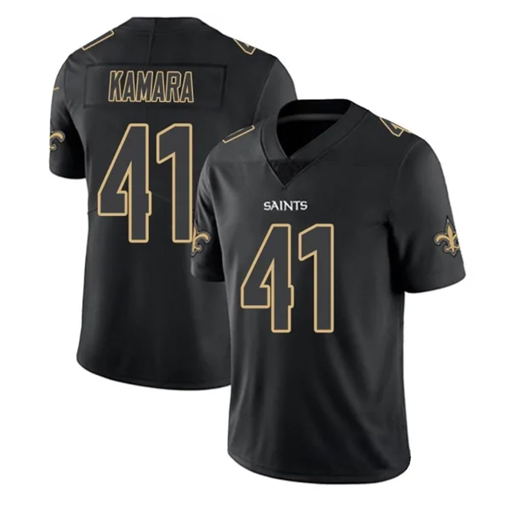 NO.Saints #41 Alvin Kamara Player Black Impact Limited Home Game Edoa Stitched Jerseys